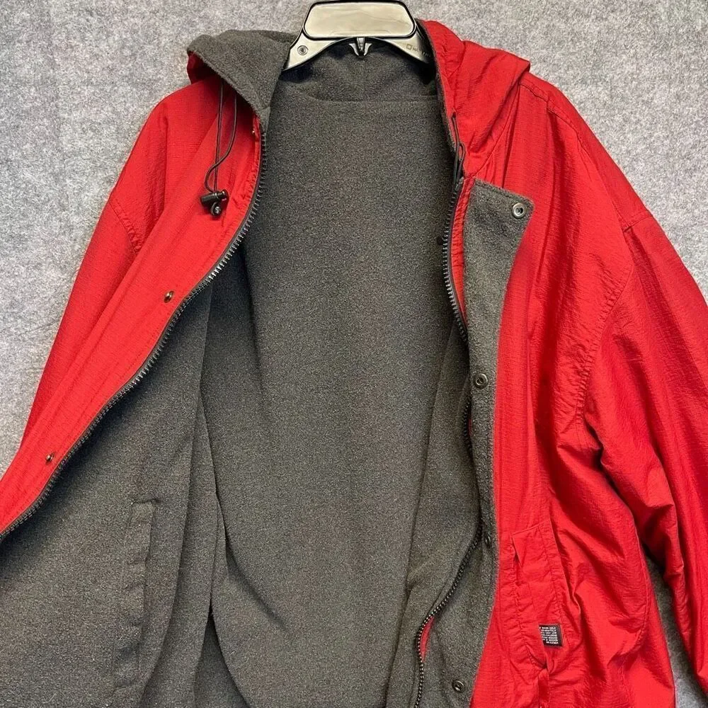 STRUCTURE Sport Jacket Men’s XL Red Charcoal Gray‎ Hooded Reversible Windbreaker